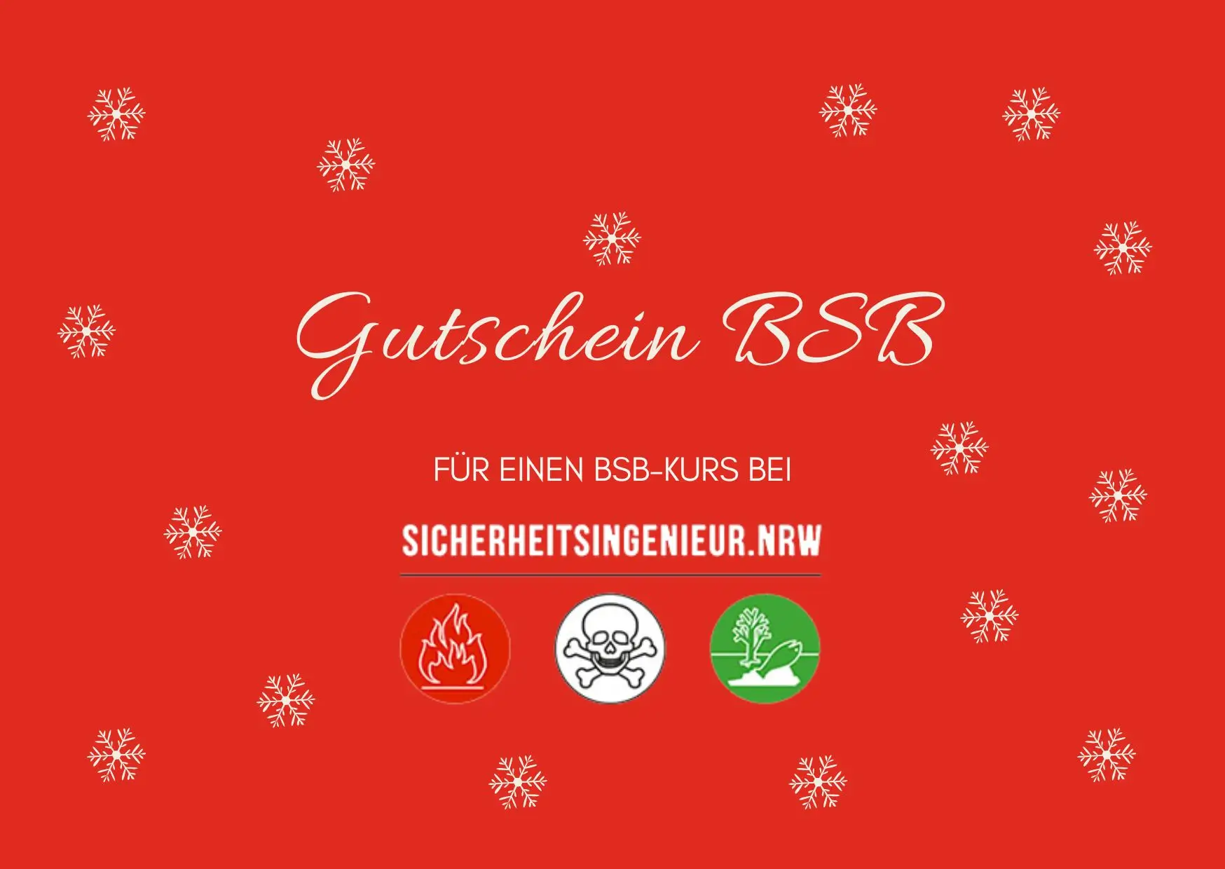 Roter Gutschein BSB Weihnachtlicher Kursgutschein 399 Euro