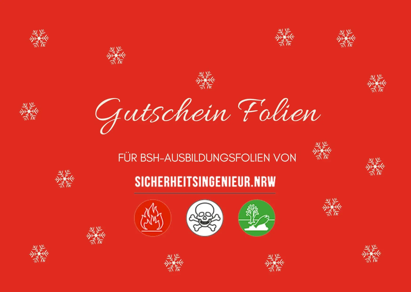 Roter Gutschein BSH-Folien Das Cover eines Kinderbuches mit einem Sicherheitsingenieur und Kindern in Cartoon-Stil