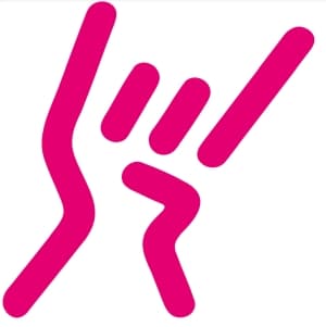 Das pinkfarbene Logo der Safety Rockstars