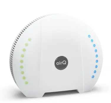 ein rundes airQ-Gerät zur Messung der Luftqualität