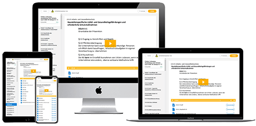 eine schematische Darstellung des Online-Kurses auf verschiedenen Geräten wie Desktop-Computer, Tablet, Smartphone usw.