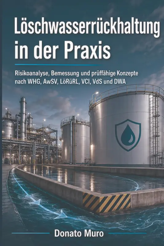 Löschwasser-s Eine Industrieanlage mit Wasserbecken