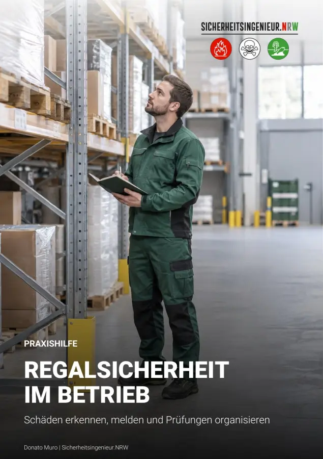 SINRW_02_regal_V4_Titel_WEB-s Ein Mitarbeiter auf einer Leiter - ein Thema für den Arbeitsschutz nach DGUV Regeln